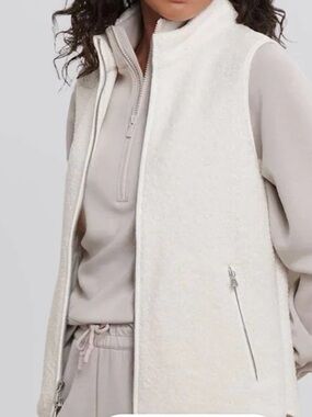 Ivory Fleece Zip-Up Vest